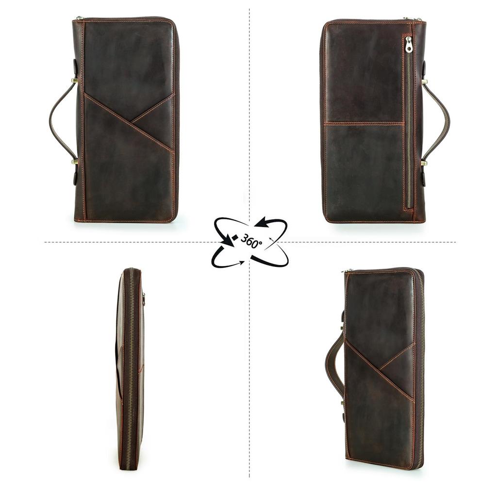 CONTACT'S Genuine Leather Men Handbag Passport Cover Card Holder Pen Slot Family Travel Passport Clutch Bag