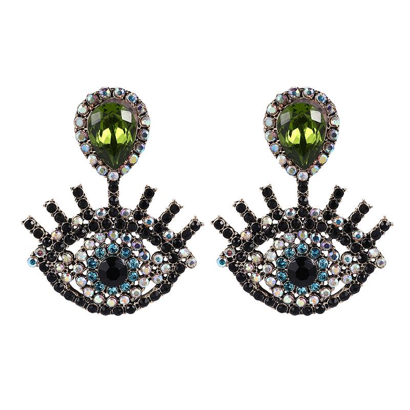 Devil's Eye Drip Oil Alloy Earrings: Trendsetting European & American Street Style