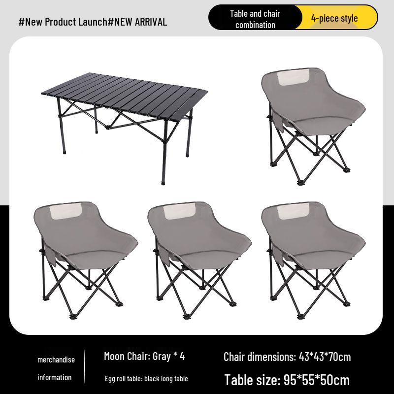 Outdoor Folding Camping Table & High-Back Chair Set