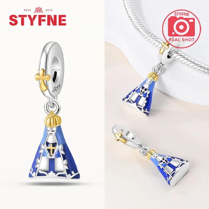 Copperoriginal Our Lady The Virgin Charm Beads Fit Braceletcopper Blue Series Pendant Bead Fine Jewelry For Women Diy