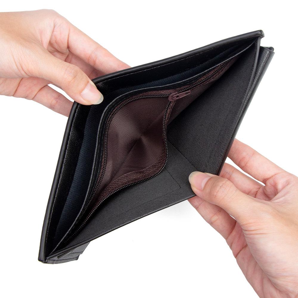 Men's Classic Bifold Leather Wallet with Zippered Coin Pocket