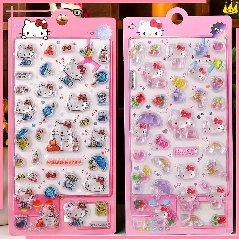 3D Cartoon Hellokitty Relief Stickers Cute Glitter Stickers Phone Case Decoration Stickers DIY Handmade Notebook Album Decoratio