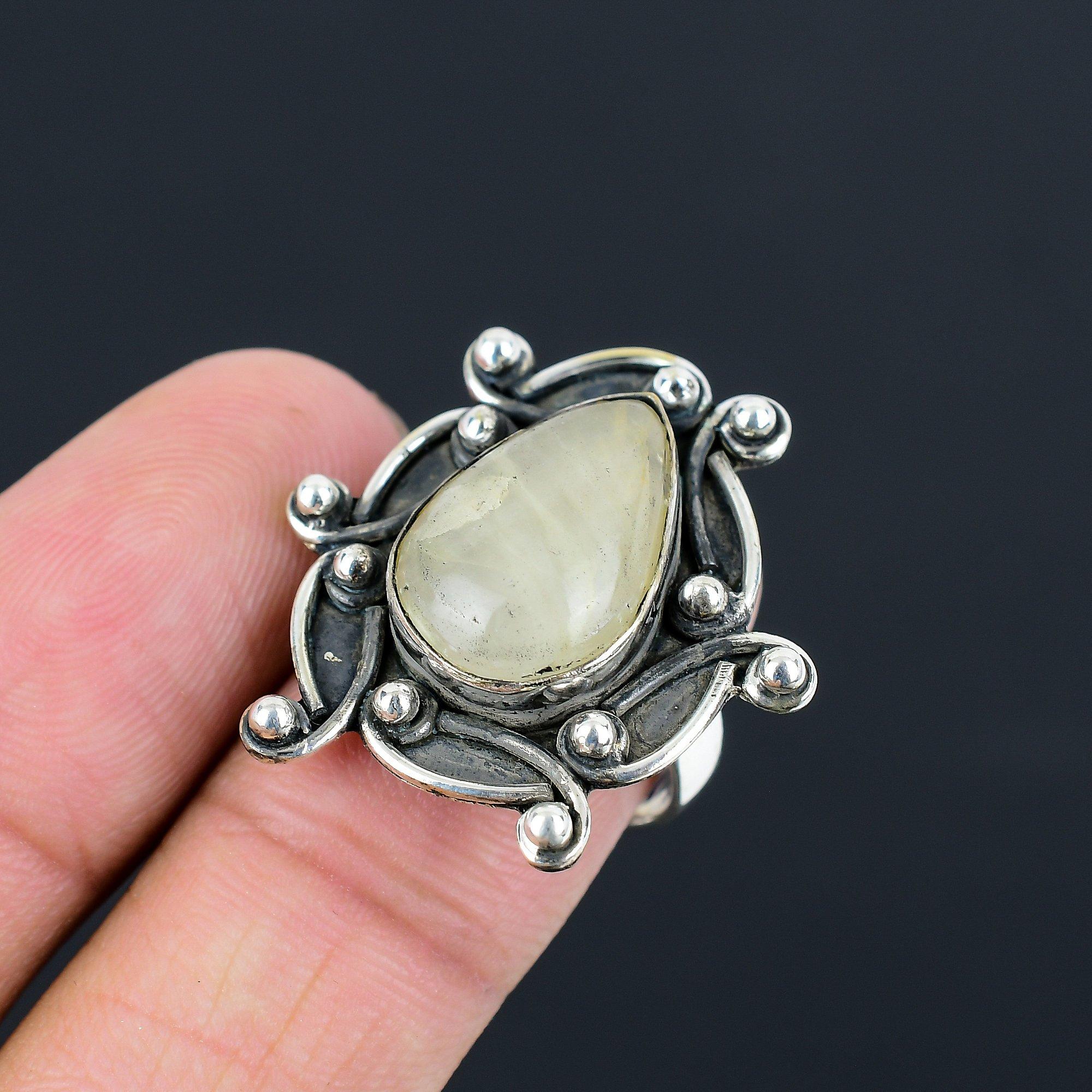 Daughters Day Sale Rainbow Moonstone Gemstone 925 Silver New Solitaire Ring US 8 8