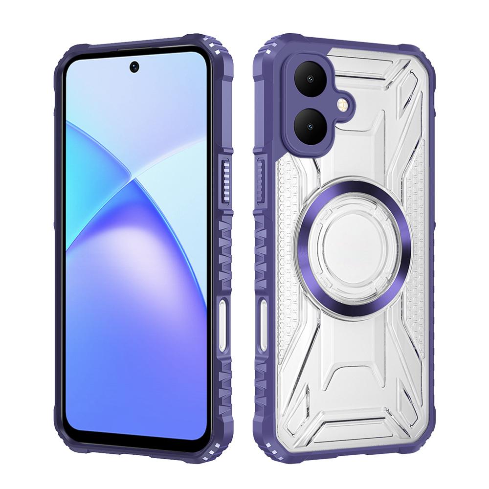 KEYSION Průhledný magnetický kryt pro TECNO Spark Go 2 Pop 10 Měkký silikon+PC Odolný proti nárazům Kryt na telefon pro Infinix Smart 10