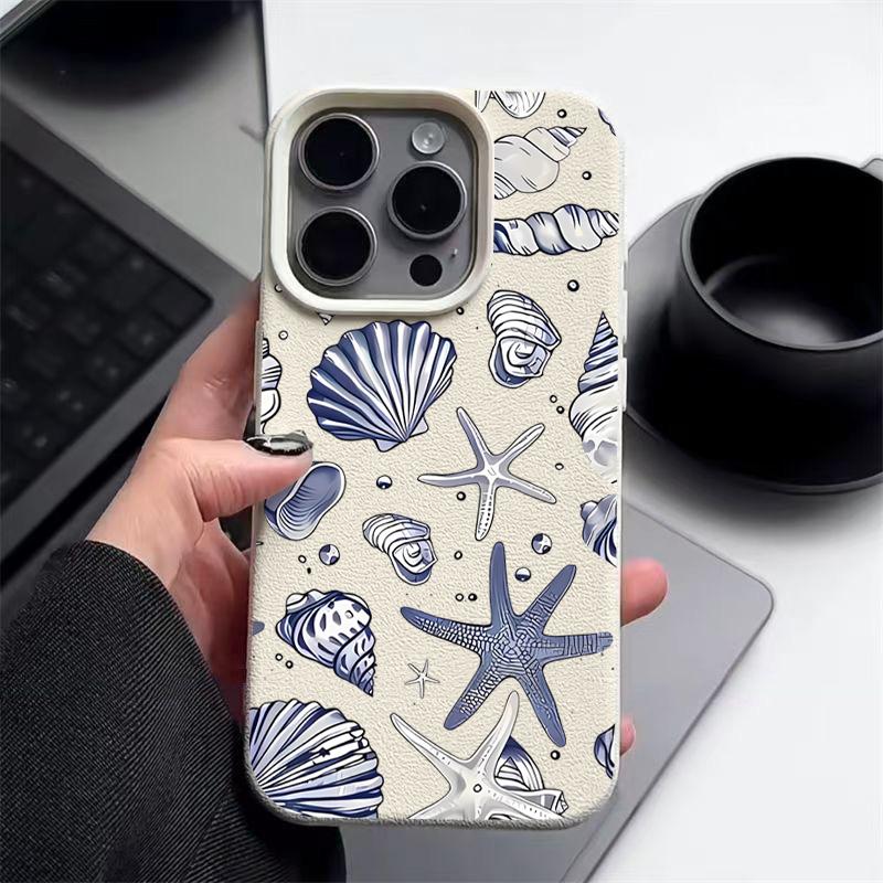 Muschel Seestern Muster Anti-Fall Weiche Handyhülle Für iPhone 16 Pro 16E 15 14 Pro Max 13 12 11 Slim TPU Stoßfest Matt Bumper Abdeckung Hülle
