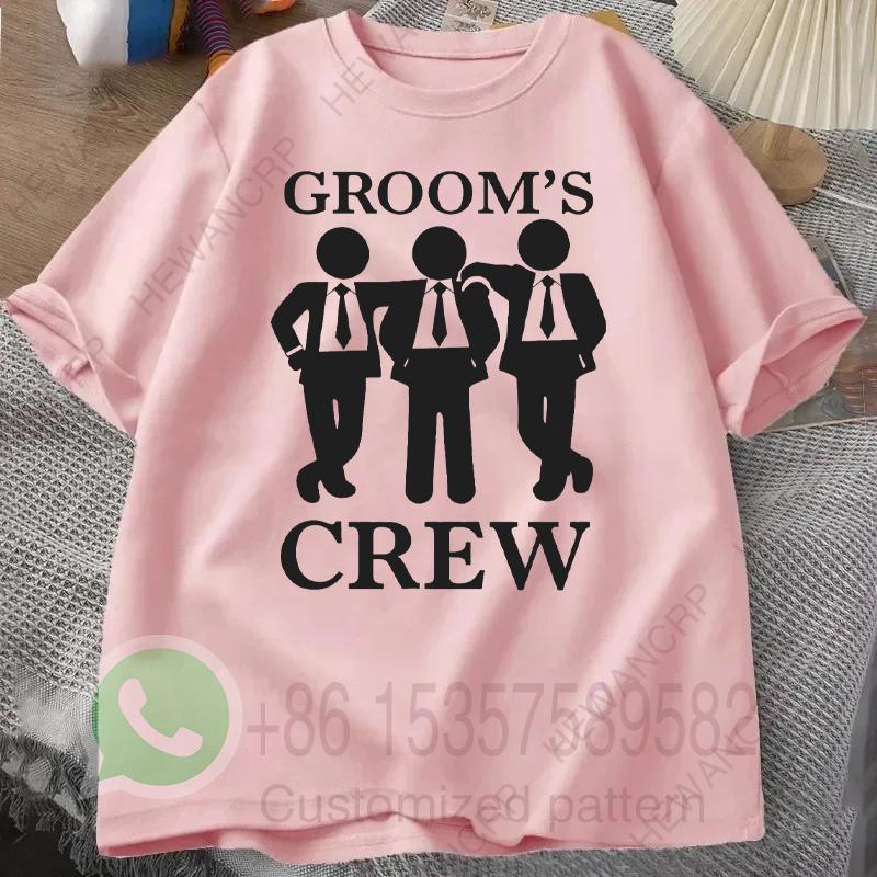 Groom Crew Tshirt Mens Tracksuit Cotton Casual Sportswear Crew Neck Pullover Short Sleeve Tops Breathable Summer Streetwear S
