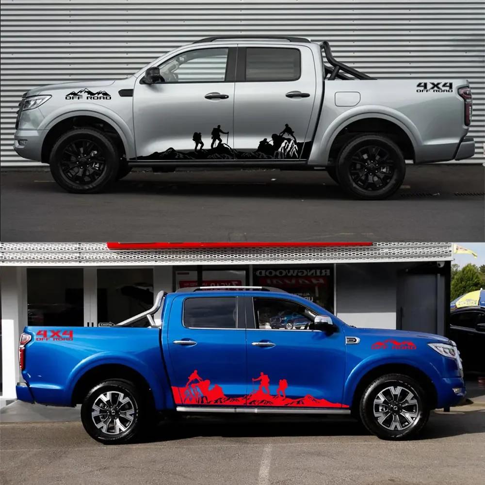 Boční nálepka na dveře pickupu pro Velkou zeď GWM Pao Poer Wngle Truck 4X4 Off Road Samolepky na auto Vinyl Decor Cover Autopříslušenství