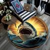 Great White Shark Round Area Rug,Carpet Rug for Living Room Bedroom Sofa Playroom Decor,Non-slip Floor Mat