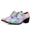 Scarpe da Uomo con Tacco Alto Derby in Pelle con Ali Scarpe da Sposa Danza Stampa Bianca Scarpe Formali da Lavoro Scarpe Rialzanti Taglie Forti