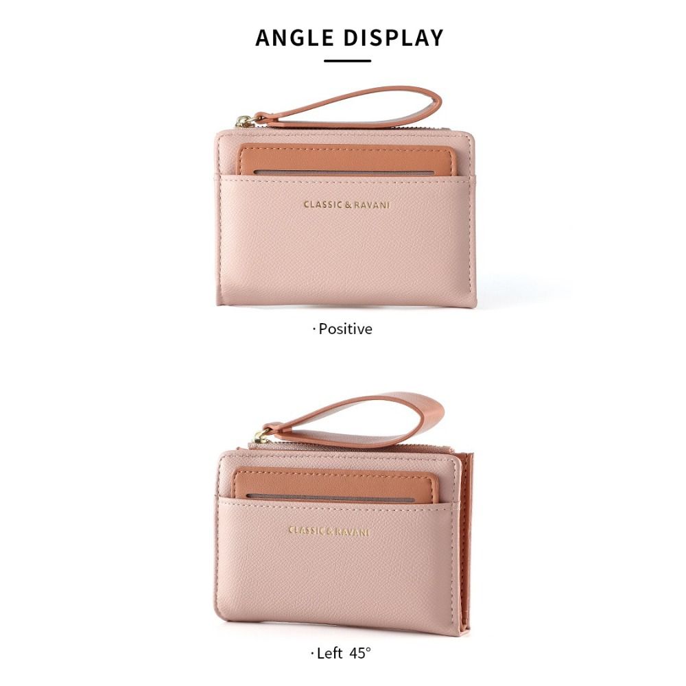 New Portable Women's Wallet PU Leather Multipurpose Coin Purse Lanyard Solid Color Card Holder