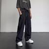 Fall Personality Hip-hop Straight Distressed Ripped Patchwork Men Fashion Loose Casual Wide-leg Jeans Plus Size