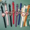 Quartz Watch Women Heart Dial Plate Anti-Scratch Faux Leather Girls Casual Wristwatch for Travel Love