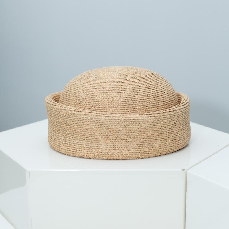 Berete Noi Naturale 100% Ratan Femei Vară 2026 High-End Francez Retro Calotă Pălărie Cutie Pastile Femei Vacanță Plajă Pălărie de Paie
