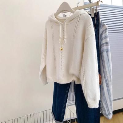 Hooded Sweater Women's Winter New Loose Inside with Lazy Wind Hooded Outside Knitted Sweater Top