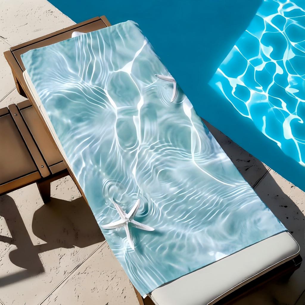 1pc Starfish Print Beach Towel Sun Protection Windproof Quick Dry Towel Portable Travel Blanket For Pool Camping Outdoor Vacatio