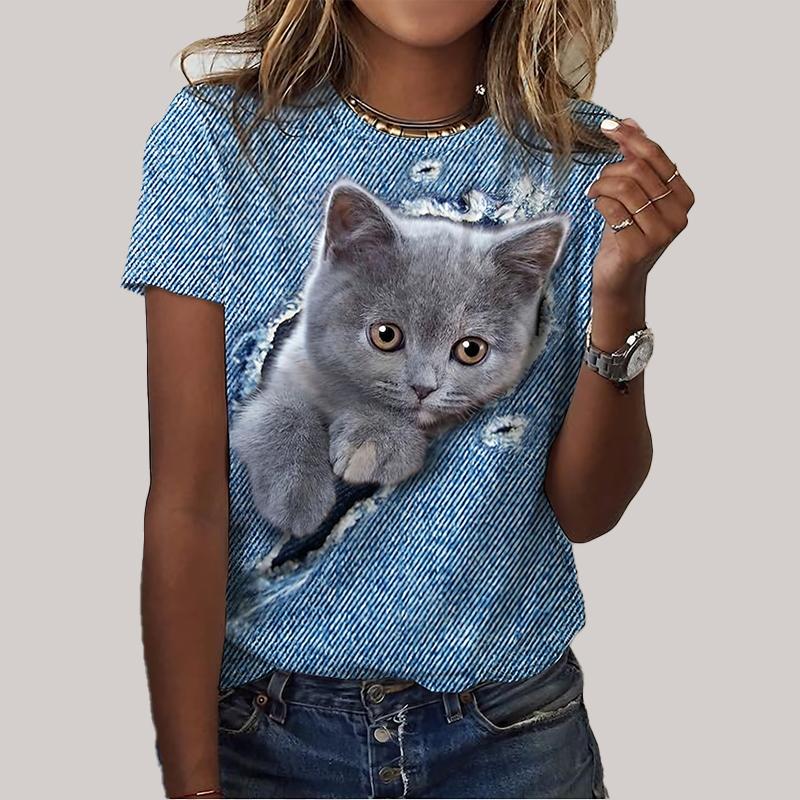 

Женская летняя футболка с принтом и короткими рукавами, повседневный топ с принтом