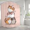1pc Cute Cat Bathroom Shower Curtain, Cozy Family Theme Valentine's Day Decor with 12 Hooks, 180x180cm Home Window Partition W