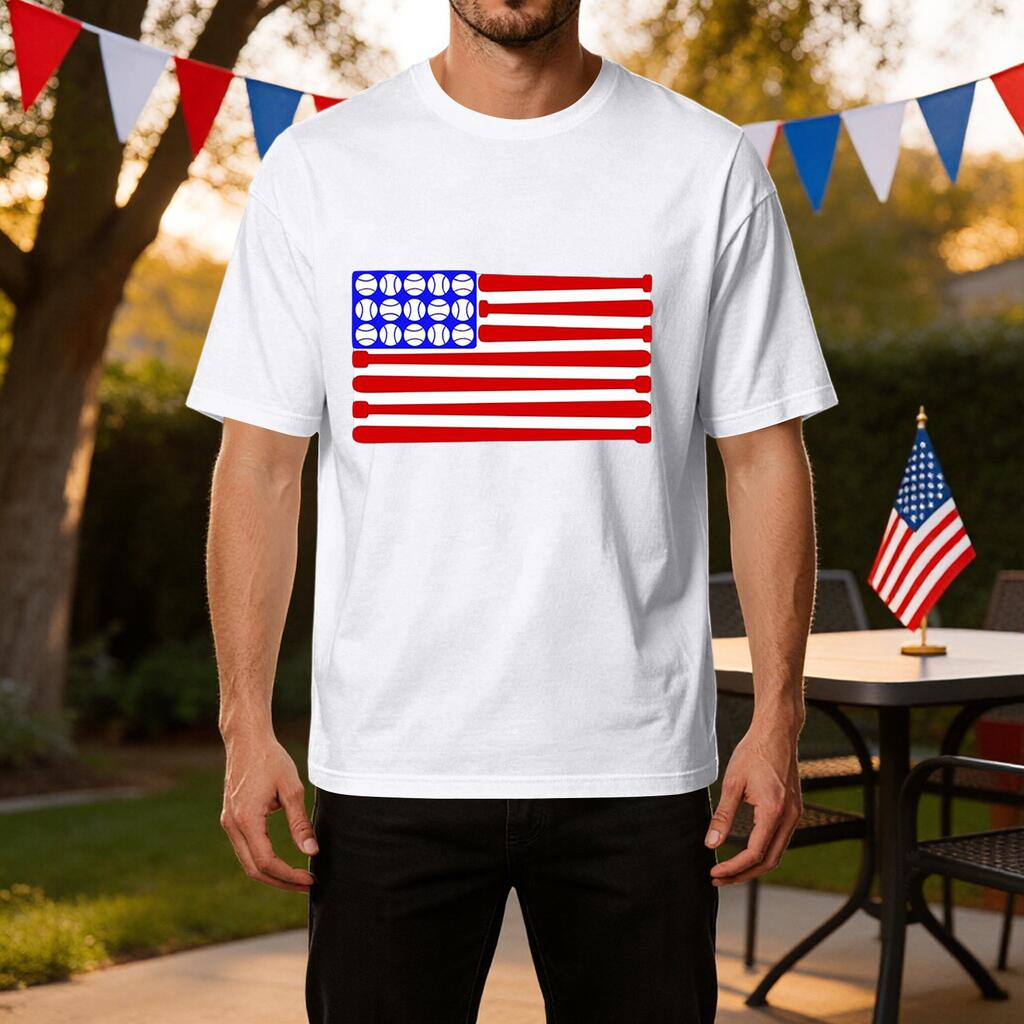Men's Casual Independence Day T-Shirt Lightweight Breathable Ice Silk Fabric Short Sleeve Crew Neck Printed Sports Tee
