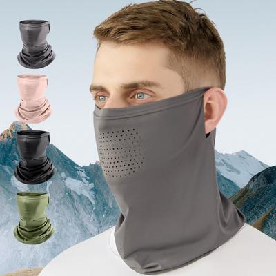 Mascarilla de Seda de Hielo para Hombres Transpirable y Fresca en Verano Ciclismo al Aire Libre Senderismo Cubierta Facial Envoltura para el Cuello Protección UV Pañuelo Bandana para las Orejas