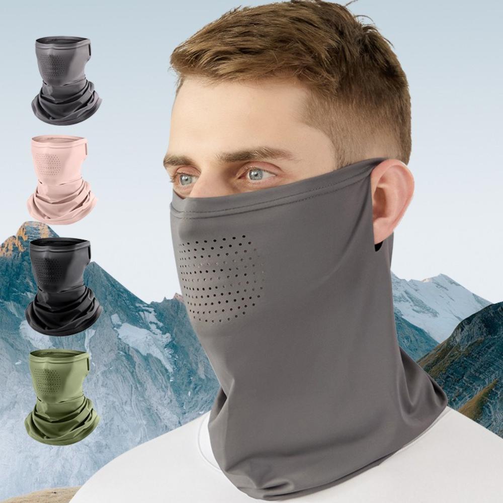 

Ice Silk Mask for Men Breathable and Cool in Summer Outdoor Cycling Hiking Face Cover Neck Wrap UV Protection Ear Bandana Scarf темно-сірий колір