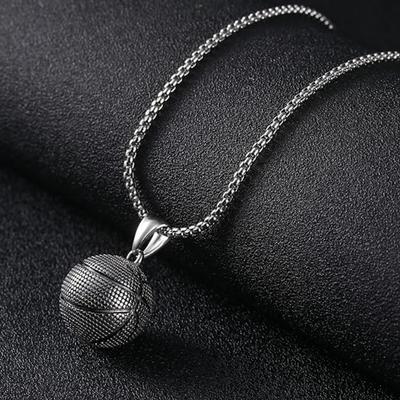 Dominant Basketball Pendant Men's  Stainless Steel Basketball Necklace