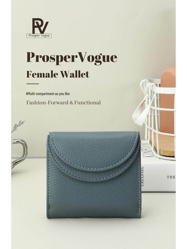 Creamy Leather Women's Wallet with Double Flap, Multi-Card Slots, Hidden Compartment, and Zippered Coin Purse.