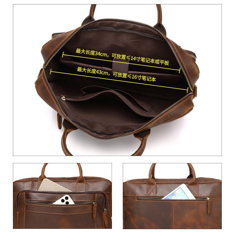 Men's Briefcase Business Genuine Leather Men's Business Bag Cowhide Laptop Bag