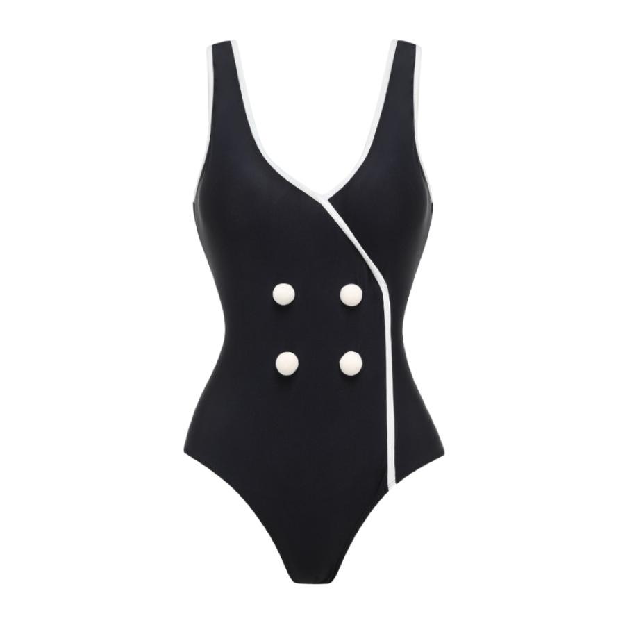 1011 European and American swimwear new black high-end one-piece swimsuit female explosion
