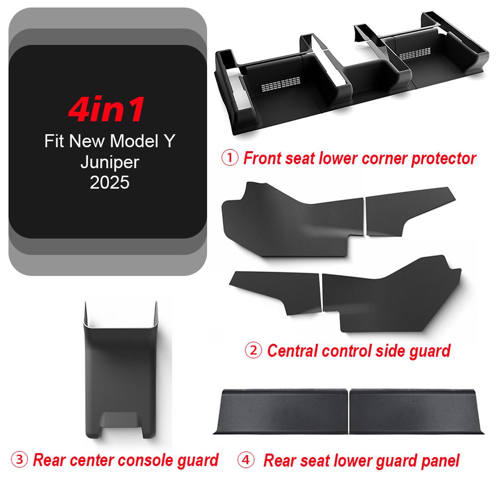 For Tesla New Model Y Juniper 2025 Launch TPE Underseat Protector Center Console Side and 2nd Row Kick Cover Air Vent