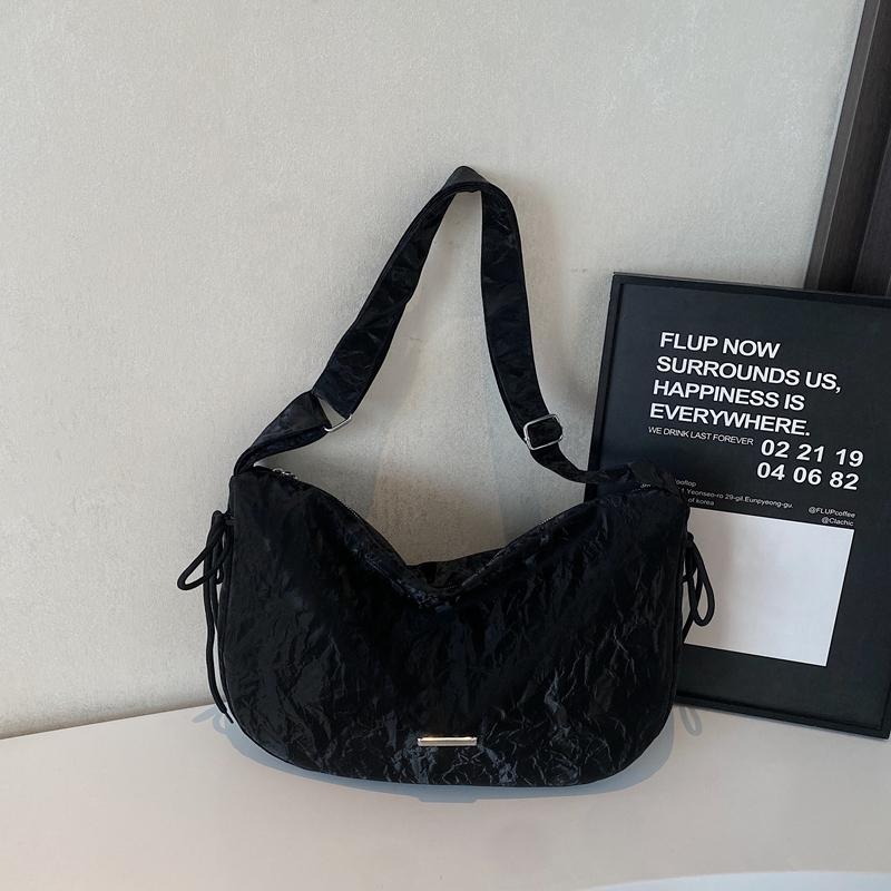 Large Capacity Bag Women's Solid Color Shoulder Crossbody Bag Student Class Commuter Hobo Bag