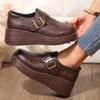 Pegged Heels, Round Toe, Thick Sole, Casual Women's Shoes