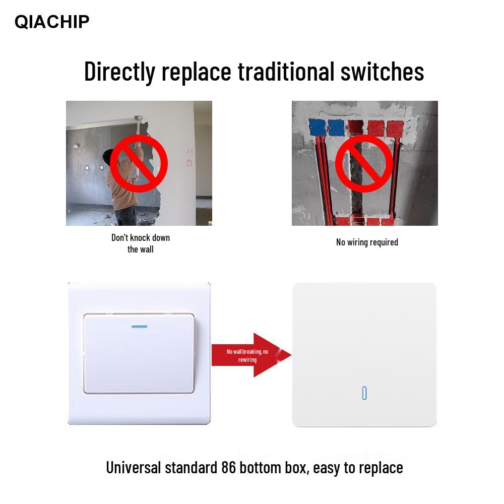 220V Wireless Single-Channel Remote Light Switch, Smart On-Off Panel, 433MHz, No Wiring Needed