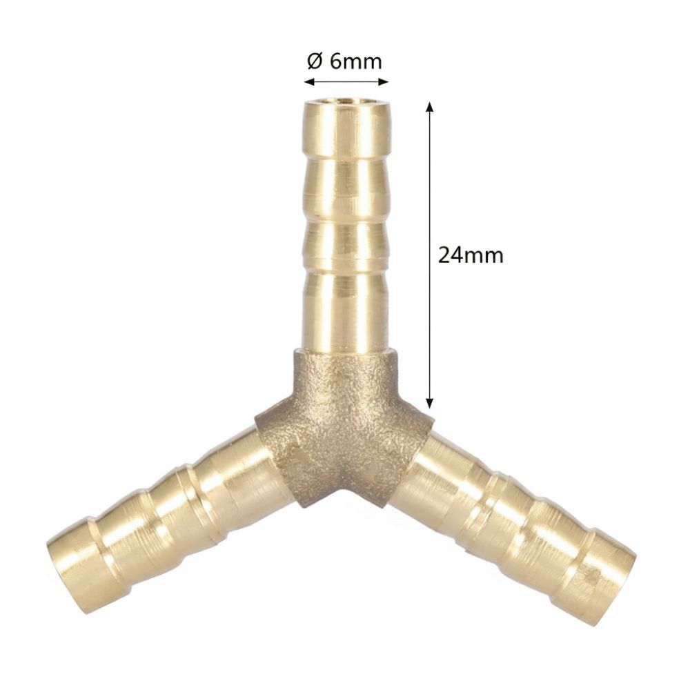 4pcs Union Adapter 3-Way Barbed Fitting Brass Material Y Shaped Fitting Fluid Transfer