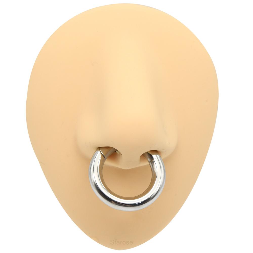 Glatte Scharnier-Segment-Creole aus Edelstahl 00G Große Größe Septum Clicker BCR PA Piercing Nasenring Ohrdehner Gewichte