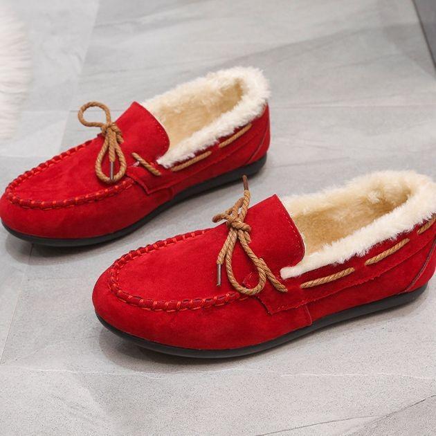 

Mao Mao cotton shoes women s winter casual women s piled thickened cotton shoes warm Doudou single shoes women 41 красный