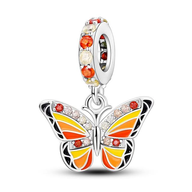 925 Sterling Silver Colorful Charms Beads Elk Elephant Scarab Cross Pet Cats Dogs Dangle Fit Original New Bracelet Jewelry