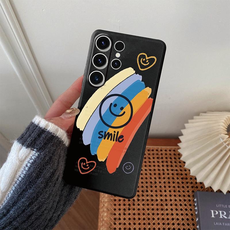 Graffiti Emoticons Patterned Soft Silicone Black Case For Xiaomi Redmi Note 13 Pro 13C Samsung A55 A35 S24 iPhone Camera Protective Shockproof Cover