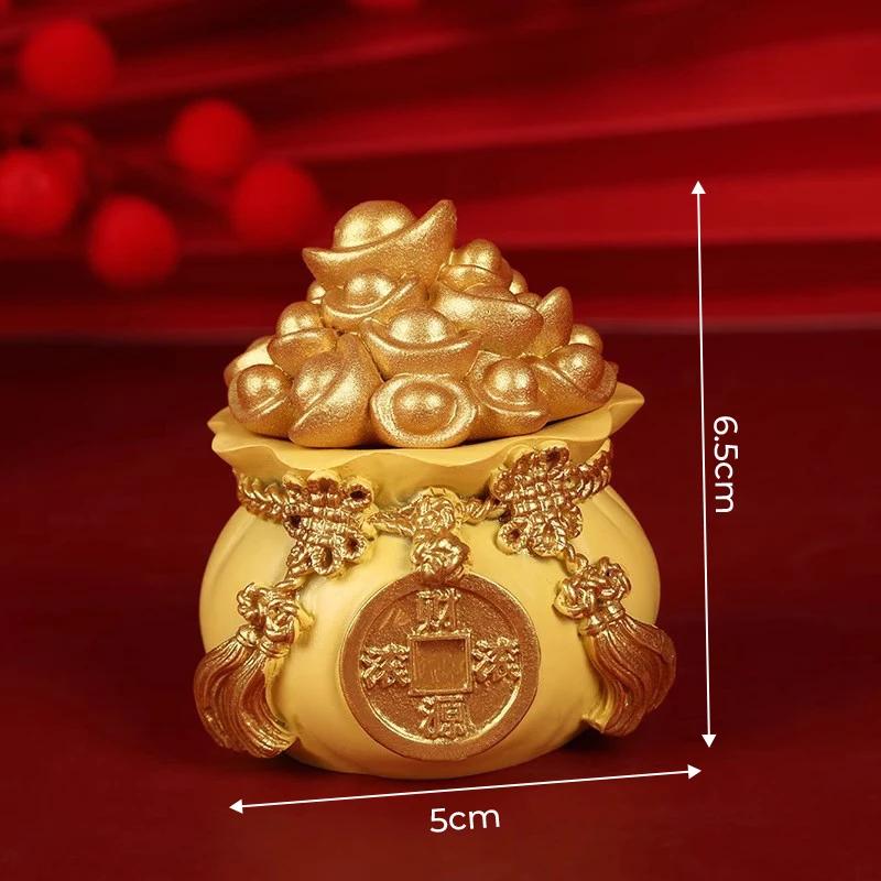 

Good Luck Fortune Bag Ornaments Creative Gold Ingot Money Bag Home Desktop Resin Crafts Chinese Feng Shui Fa Cai Decoration