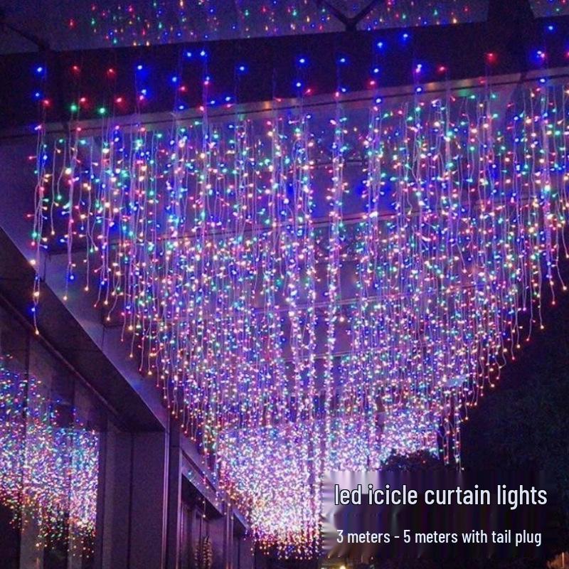 Waterproof LED Icicle Curtain Fairy Lights - Outdoor Decorative Flashing String for Christmas & Waterfall Effects