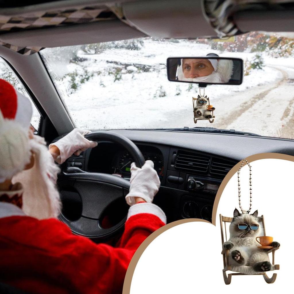 Car Rearview Mirror Decoration, Cat Decoration - 2D Acrylic Auto Animal Decoration | Cat