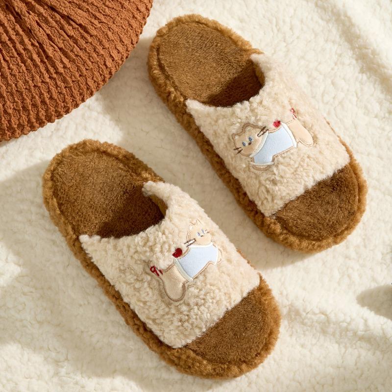 Mao Mao slippers women's high-end new outer wear casual cartoon thick-bottomed plush slippers indoor home