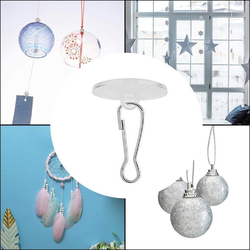 652F 60Pieces Adhesive Ceiling Hooks Hangers for Easily Hanging No Tools Required for Seasonal and Daily Use