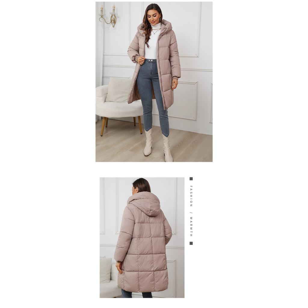 2025 Winter Damen Kapuzenparka, Mittellang Slim Fit Thermobaumwollmantel mit Daunenfüllung, Warme gefütterte Winterjacke für kaltes Wetter