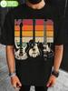 Retro 3 Electric Guitar Graphic T-shirt - 180g 100% Cotton Crew Neck Short Sleeve Tee with Vibrant Color Block Stripes