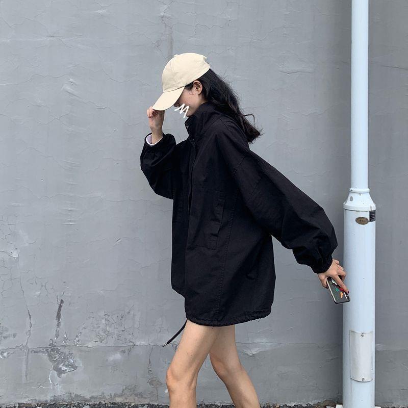 Women Solid Drawstrings Harajuku Leisure Streetwear Chic Zipper Outwear Jackets