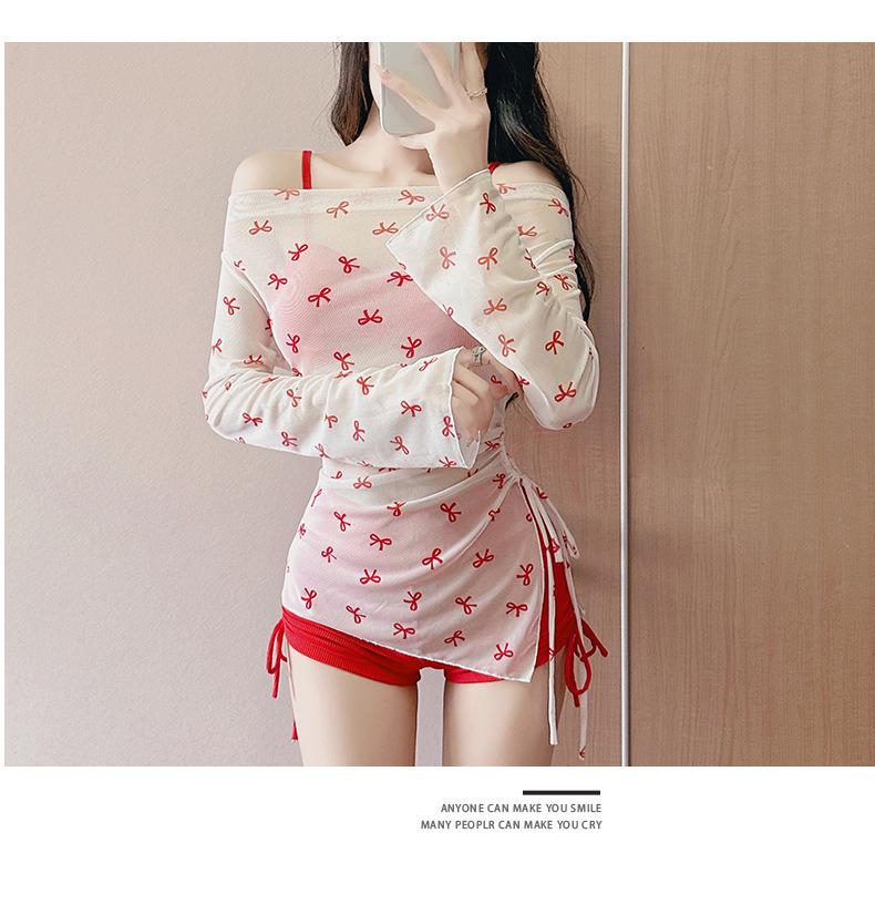 Korean Style Bow Bikini Cover-Up Set for Women – Sun Protection Swimwear