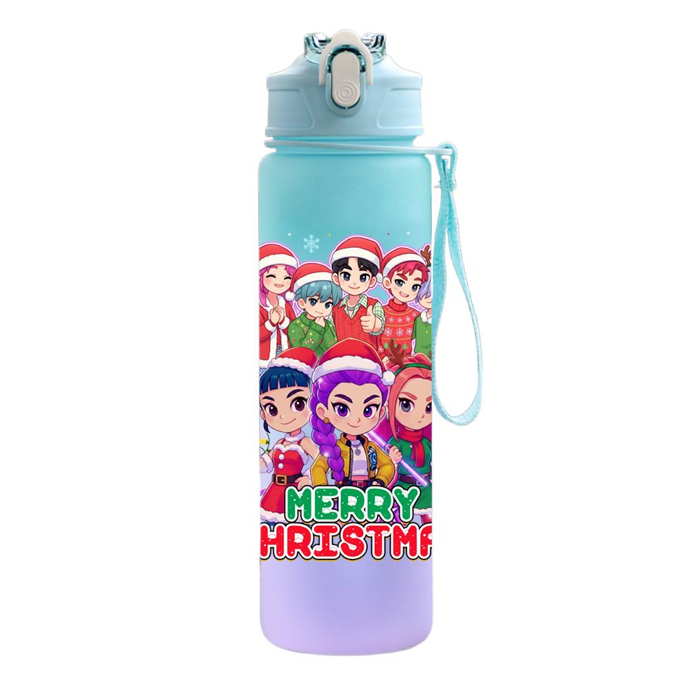 750Ml Water Bottle Cartoon Christmas K-Pop Demon Hunters Printed Large Capacity Drinking Cup Portable Outdoor Sports Water Cup Children Kid Gift