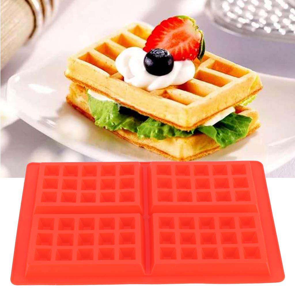 DIY Waffle Mold Reusable Silicone Muffin Cake Mould Baking Utensil Kitchen Accessory4‑Grid Rectangular