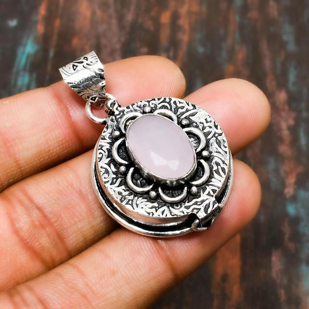 Pink Chalcedony, Gemstone Handmade 925 Sterling Silver Jewelry Pendant For Women