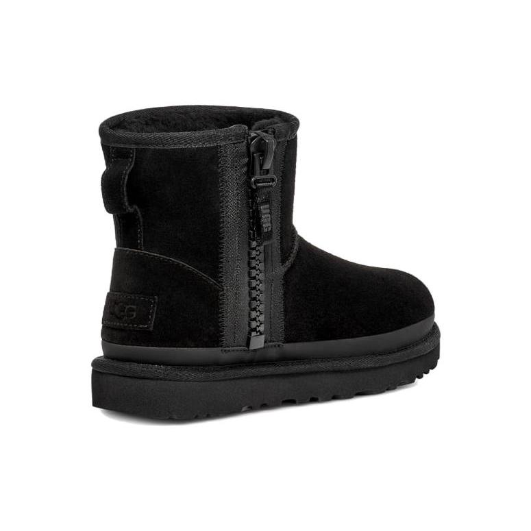 New UGG Classic Mini Zipper Tape Logo Boot 'Black' Women's 1144034-BLK